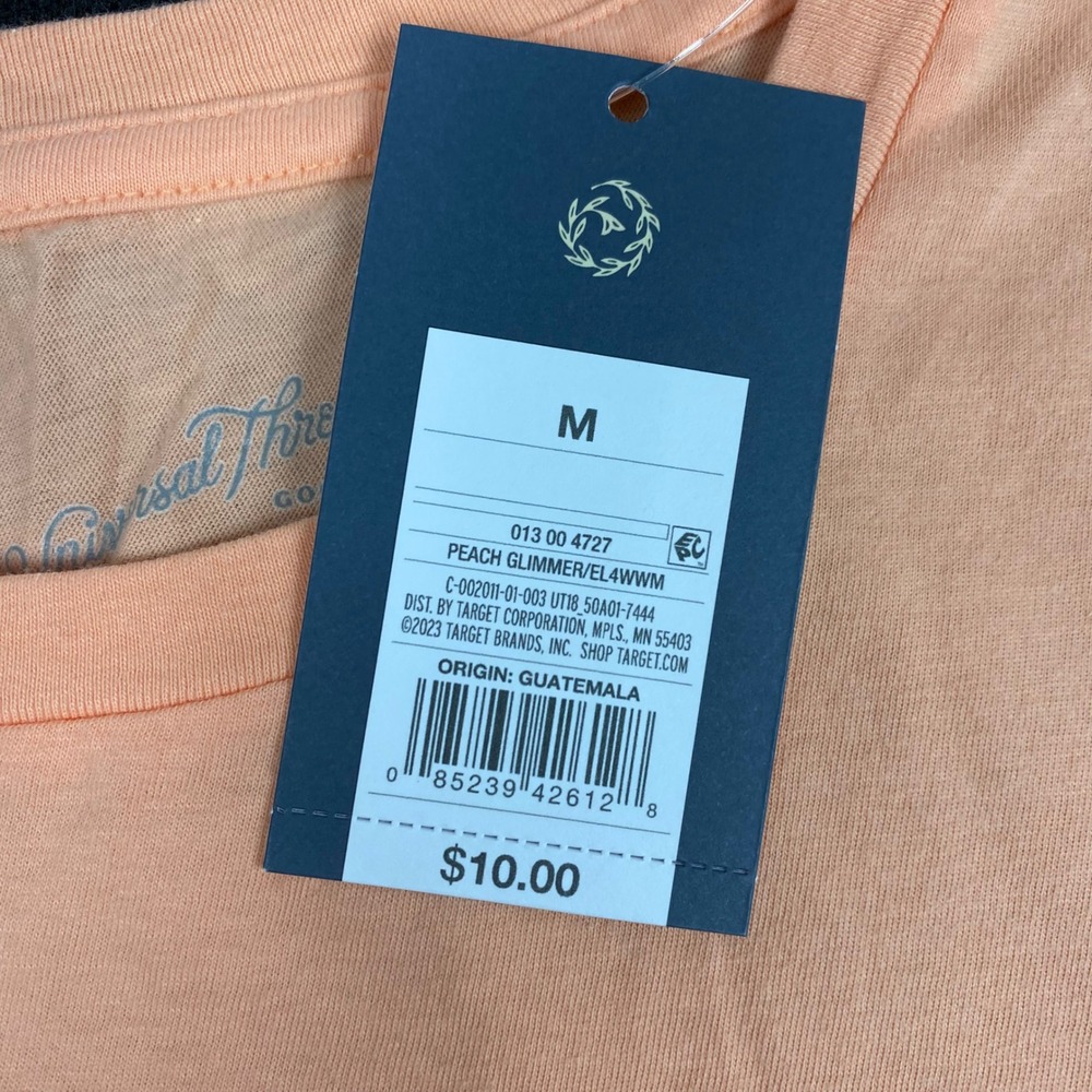 Universal Thread Womens Peach Glimmer Short‎ Sleeve Crew Neck T Shirt Size M - Picture 4 of 6